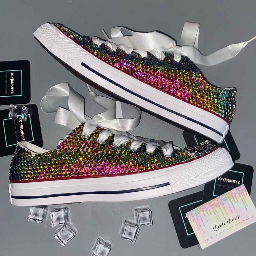 Rainbow Luxe Crystal Converse Size 8